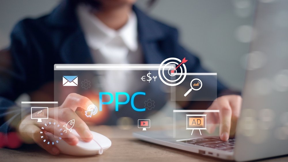 Ppc,-,Pay,Per,Click,Concept.,Businessman,Working,On,Laptop,