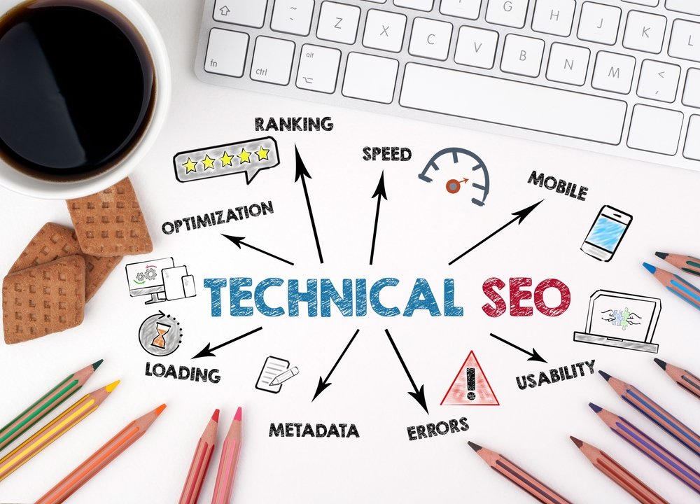Technical,Seo,Concept.,Chart,With,Keywords,And,Icons.,White,Office