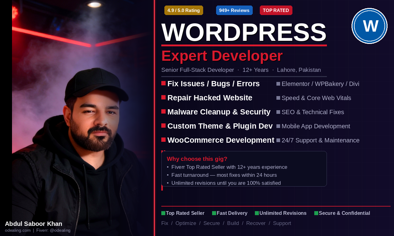 Senior WordPress Expert Developer providing custom WordPress development